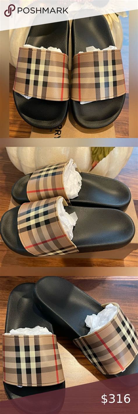 furley check slide sandal burberry|burberry check slide sandals.